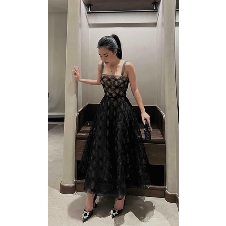 Đầm voan ren dáng dài