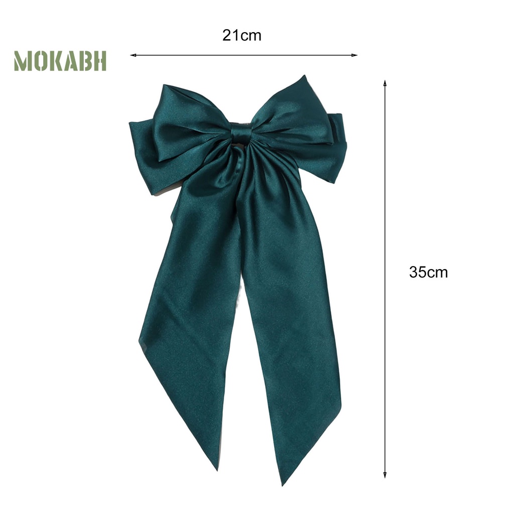 Kẹp Tóc Đuôi Ngựa Bằng Satin Hai Lớp Thắt Nơ Lớn Màu Trơn Thanh Lịch Cổ Điển Dành Cho Bạn Nữ