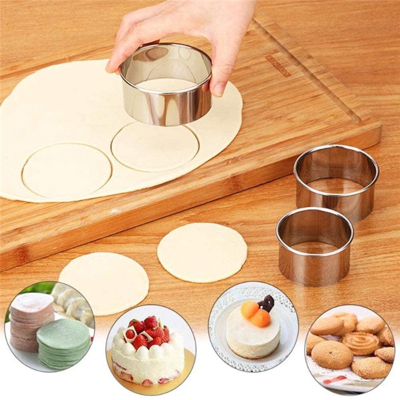 Set 5 Khuôn Làm Bánh Hình Tròn Bằng Thép Không Gỉ
