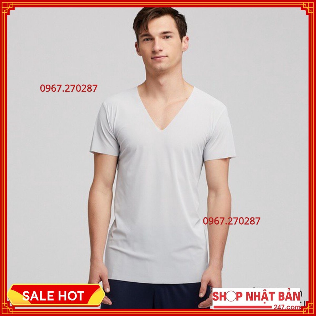 Áo làm mát cho Nam Airism Uniqlo 414061 Cổ tim cộc tay mẫu mới