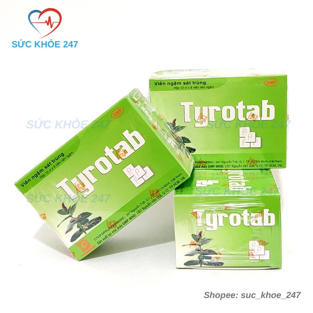 Tyrotad - Viên Ngậm Sát Trùng Họng Tyrotab Hộp 10 Vỉ x 8 Viên