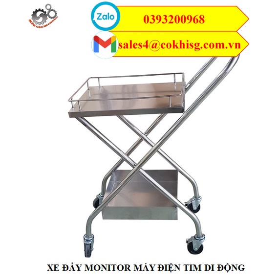 Xe đẩy y tế inox 2 tầng 3 hộc kéo