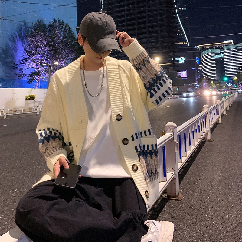 Áo len cardigan nam nữ form rộng dày ấm, cardigan cổ V ulzzang len thổ cẩm oversize hàn quốc 7134K9