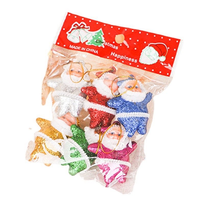 Set 6 ông già noel treo trang trí cây thông giáng sinh