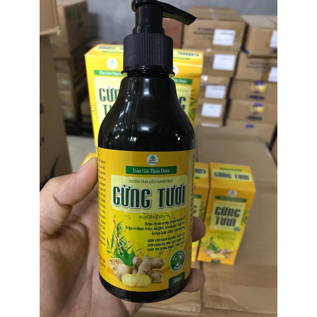 Dầu gội thảo dược xuyên tâm liên Nano bạc gừng tươi, nghệ, khổ qua