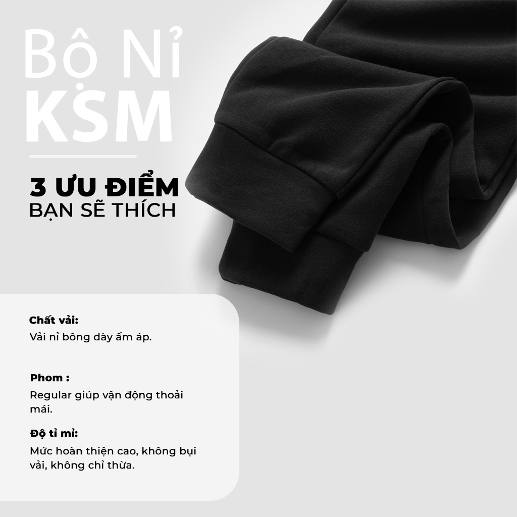 Bộ Nỉ Thể Thao Thu Đông Nam Thời Trang Cao Cấp KSM Store Phối Sọc Vai Vải Cotton B301