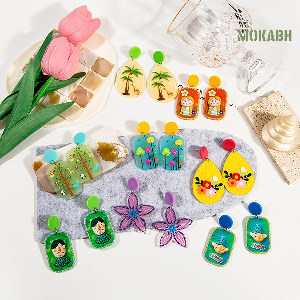 1 Đôi Bông Tai Acrylic Bóng Hình Hoa Ngôi Sao Hoạt Hình Nhiều Màu Sắc Thời Trang Dành Cho Nữ