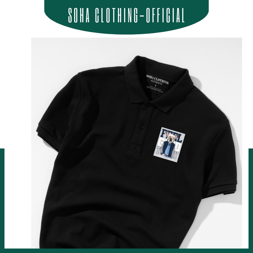 Áo polo nam , cổ dệt bo len , hình in sắc nét ,áo thun nam có cổ tay ngắn thanh lịch POLO-11 - Soha Clothing