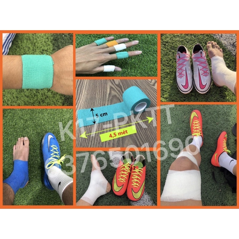 Băng keo thể thao cao su non, băng cuốn vải co giãn hỗ trợ vận động, phòng tránh chấn thương