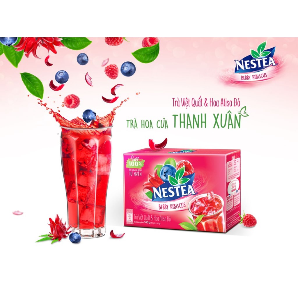 Trà việt quất và atiso đỏ Nestea hộp 140g ( 10 gói x 14g )