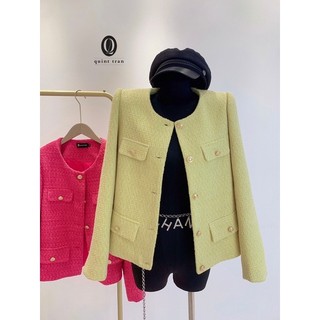 Áo khoác folis tweed hồng vàng