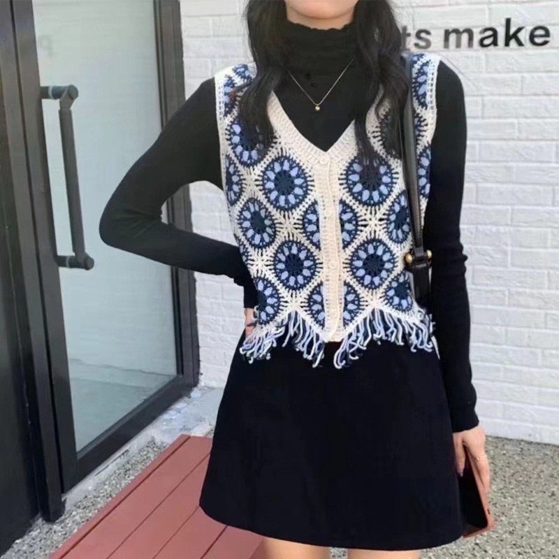 Áo Sweater Dệt Kim Sát Nách Thời Trang Vintage Đáng Yêu Cho Nữ