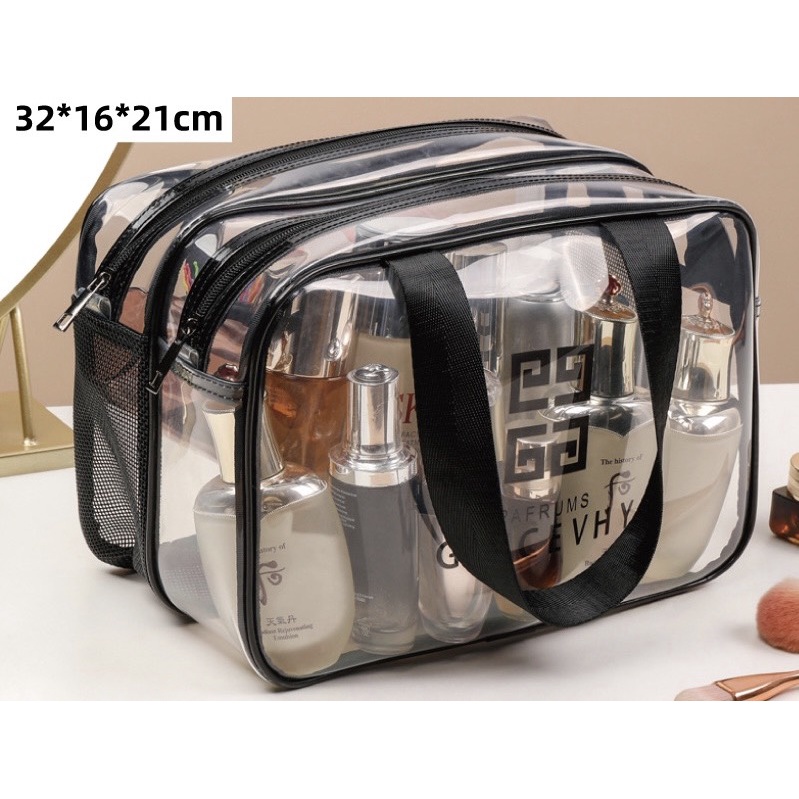 Túi đựng đồ trang điểm trong suốt chống nước Gincevhy  ngăn lớn rộng rãi tiện dụng - Thế giới lông mi