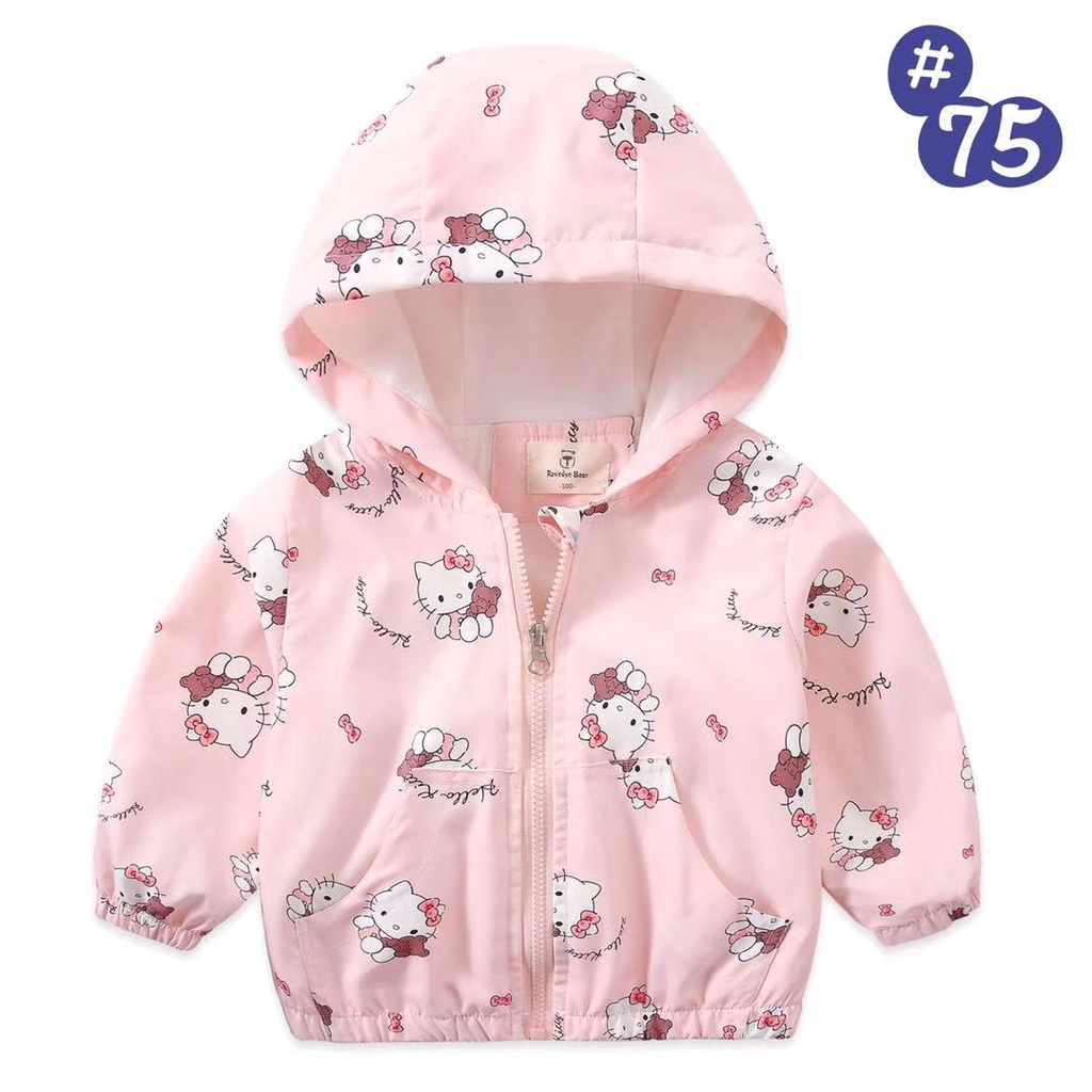Áo khoác gió bé gái Karlomico 6-36 tháng mèo /kitty/elsa