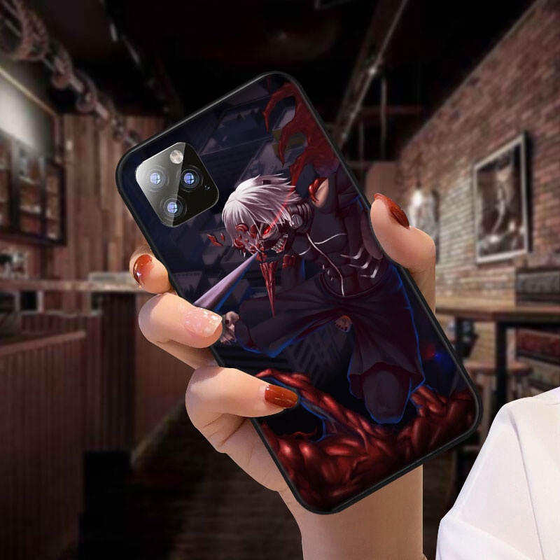 Casing OPPO Reno 2 Z R19 Realme V5 7 5G Find X3 X5 V13 V15 V3 Pro Case Phone Cover B1 Black and White Anime Tokyo Ghouls Pattern