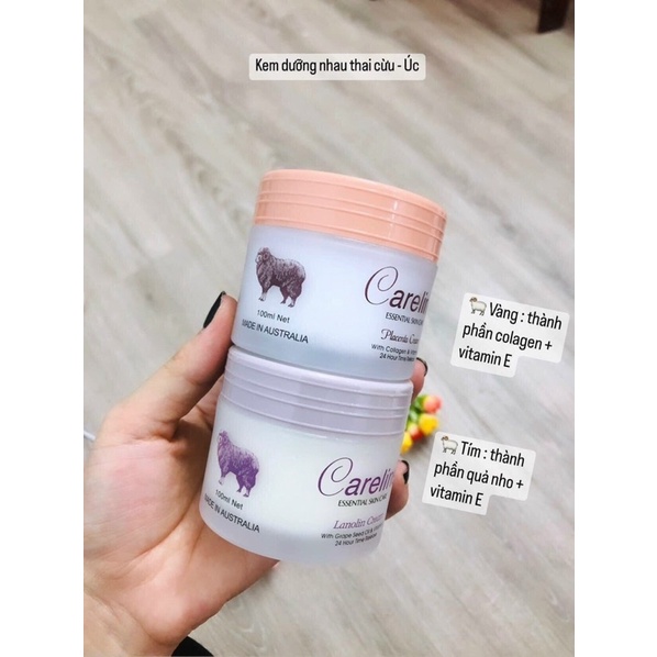 Kem mỡ cừu tím/vàng Careline Lanolin Cream with grape seed oil & vitamin e Australia 100ml