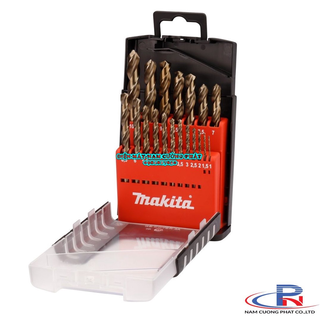 Bộ mũi khoan HSS- Co 19 chi tiết Makita dùng cho Inox và kim loại D-50463
