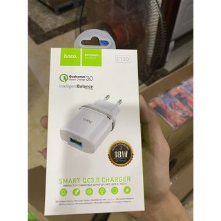 Củ sạc nhanh 18w hoco c12q - cốc sạc nhanh cổng usb hỗ trợ qc3.0, qc2.0