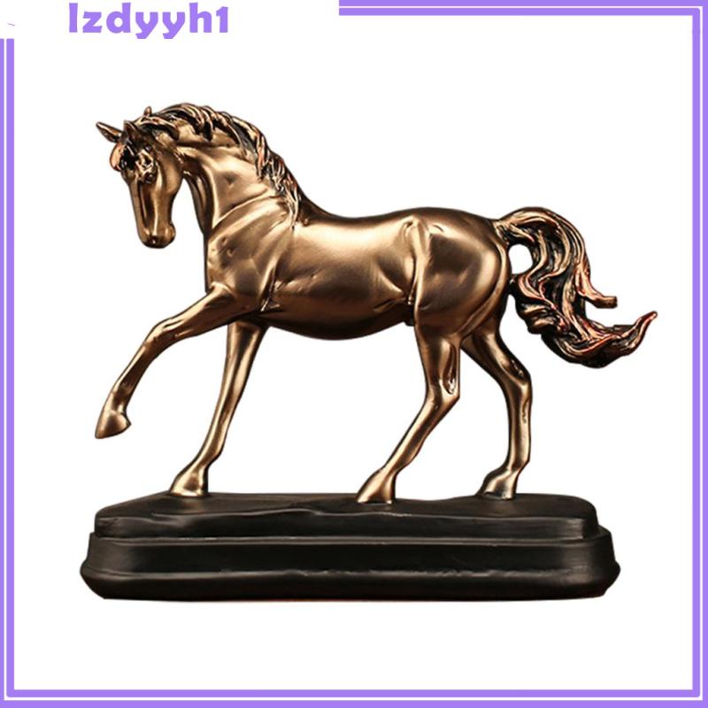 Tượng Ngựa Bằng Nhựa Resin Màu Đồng 9 "Để Bàn Trang Trí