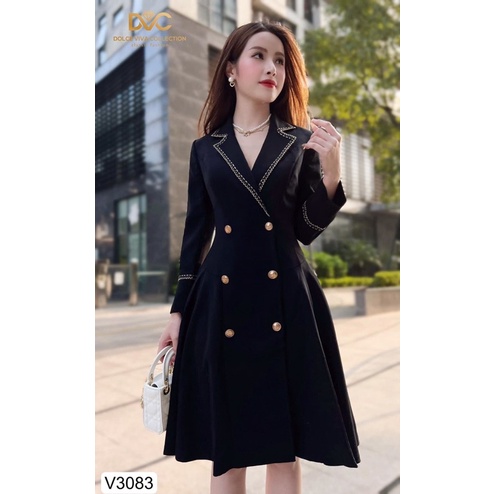 V3083 váy dáng vest màu đen