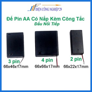Đế Pin AA Có Nắp, Kèm Công Tắc ( Đấu Nối Tiếp )