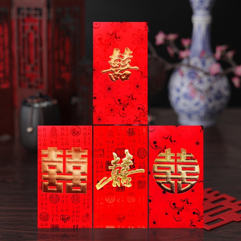 🧧 LÌ XÌ CƯỚI SONG HỶ MẠ VÀNG IN NỔI 🧧
