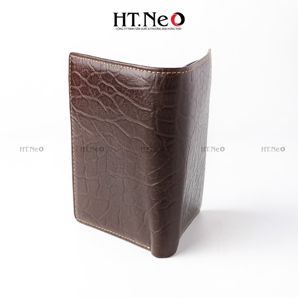 Ví nam đứng - Ví da bò HT.NEO nguyên miếng da bò, thiết kế trơn sang trọng, nhiều ngăn, đường may tỉ 1mỉ VN39