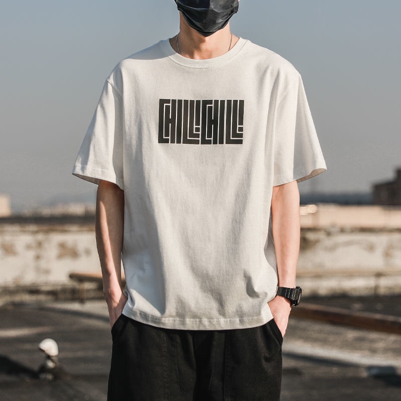 Áo Thun Tay Ngắn Dáng Rộng Vải Cotton In Họa Tiết Kiểu Retro Nhật Bản Cá Tính Cho Nam