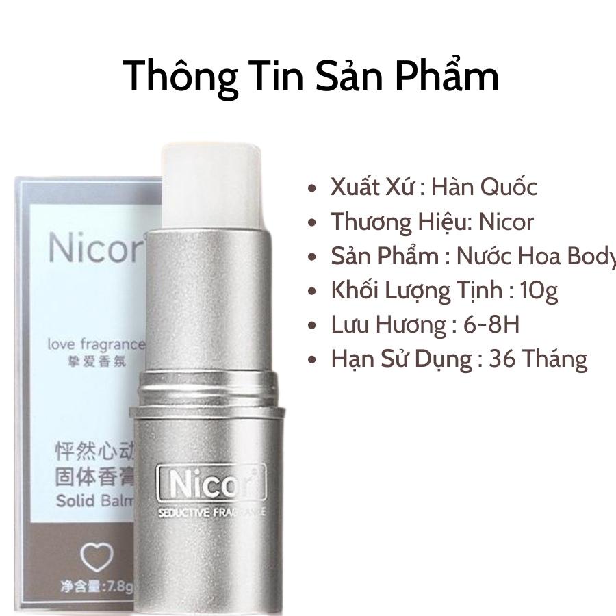 Nước Hoa Khô Nicor Body Nội Địa Trung Cao Cấp Nước Hoa Unisex Dạng Sáp Lưu Giữ Hương Thơm Quyến Rũ Sexy