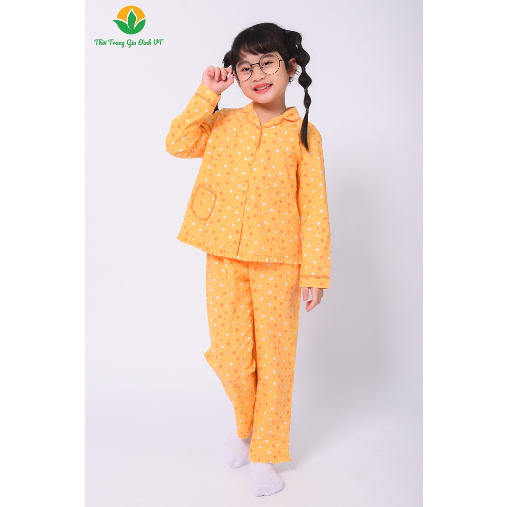 [Mã FATOP12 giảm 30K đơn 150K] Bộ cotton pijama mặc nhà cho bé gái thu đông Việt Thắng, quần dài, áo dài tay - B70.2204