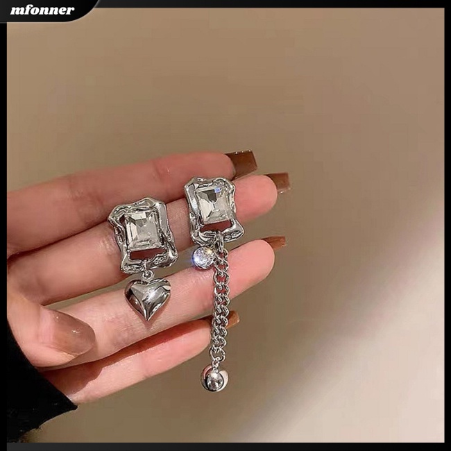 Bông Tai Hình Trái Tim Đính Đá Zircon Thời Trang Dành Cho Nữ