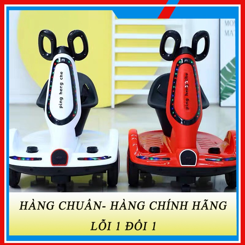 Xe máy điện cho bé, Xe ô tô điện trẻ em cân bằng xoay 360 độ có nhạc đèn