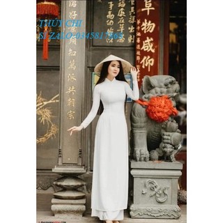 Bộ áo dài trắng học sinh 4 tà tay lỡ chiffon,áo dài truyền thống