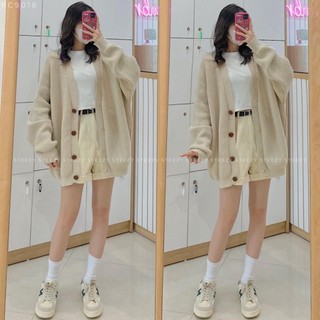 [KC9018] Áo khoác cardigan len trơn form oversize (có sẵn/Ảnh thật)