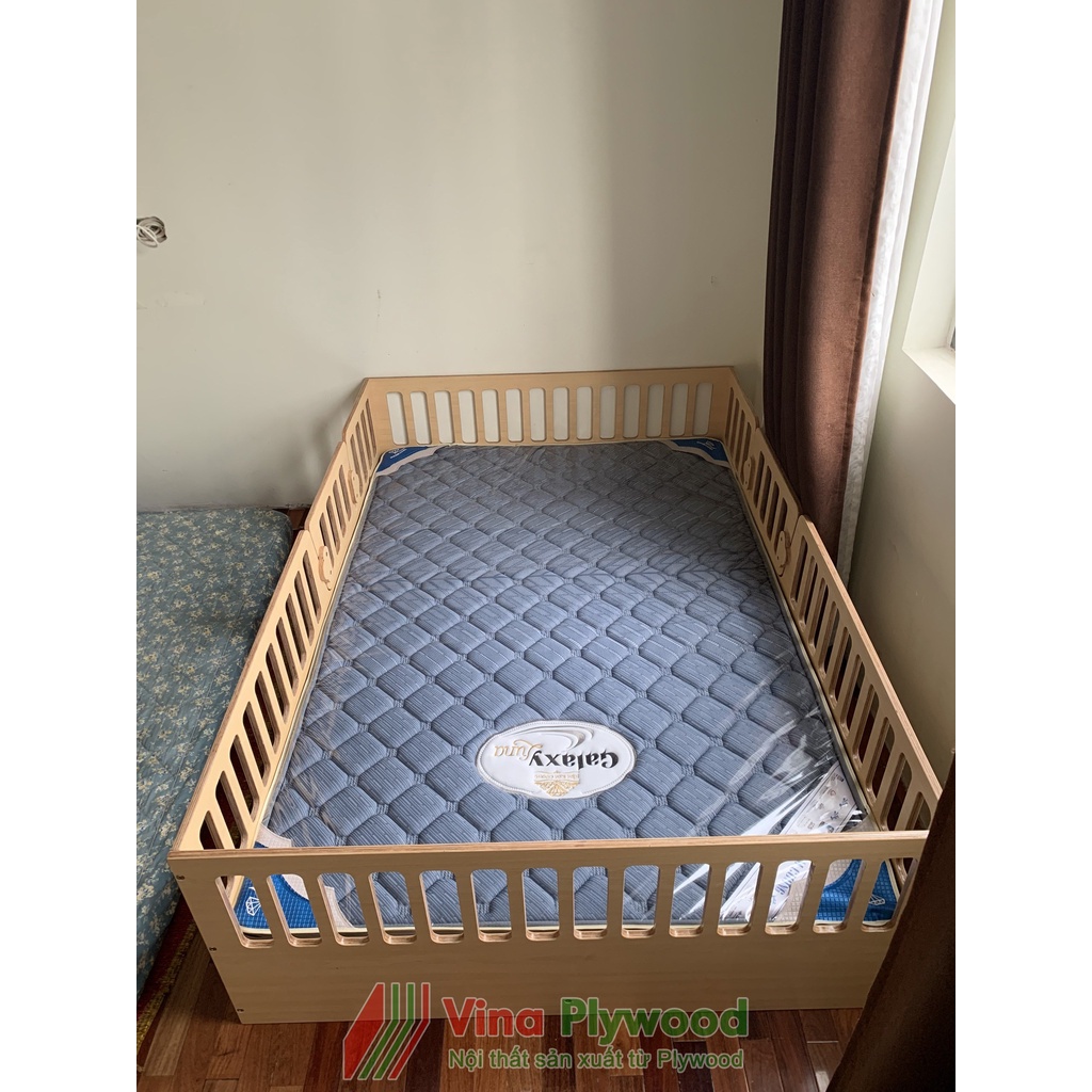 Giường cũi trẻ em chất liệu plywood phủ melamin an toàn với trẻ em