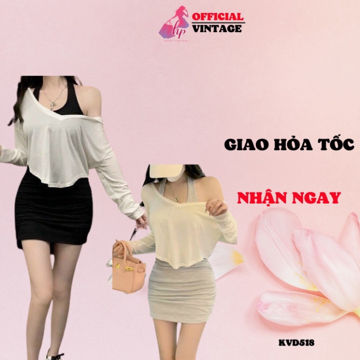Set Đầm body yếm nữ, váy body kèm áo khoác ngoài thun gân màu đen sang chảnh dự tiệc hàn quốc VD518 -TT