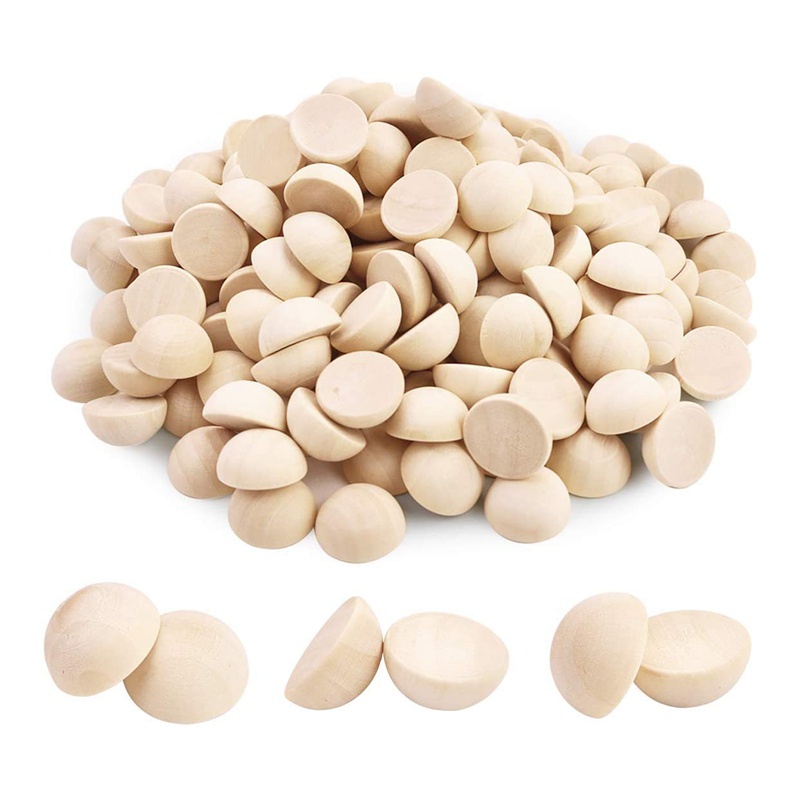 Set 300 Hạt Gỗ Nửa Hình Tròn 15mm Trang Trí Giáng Sinh diy