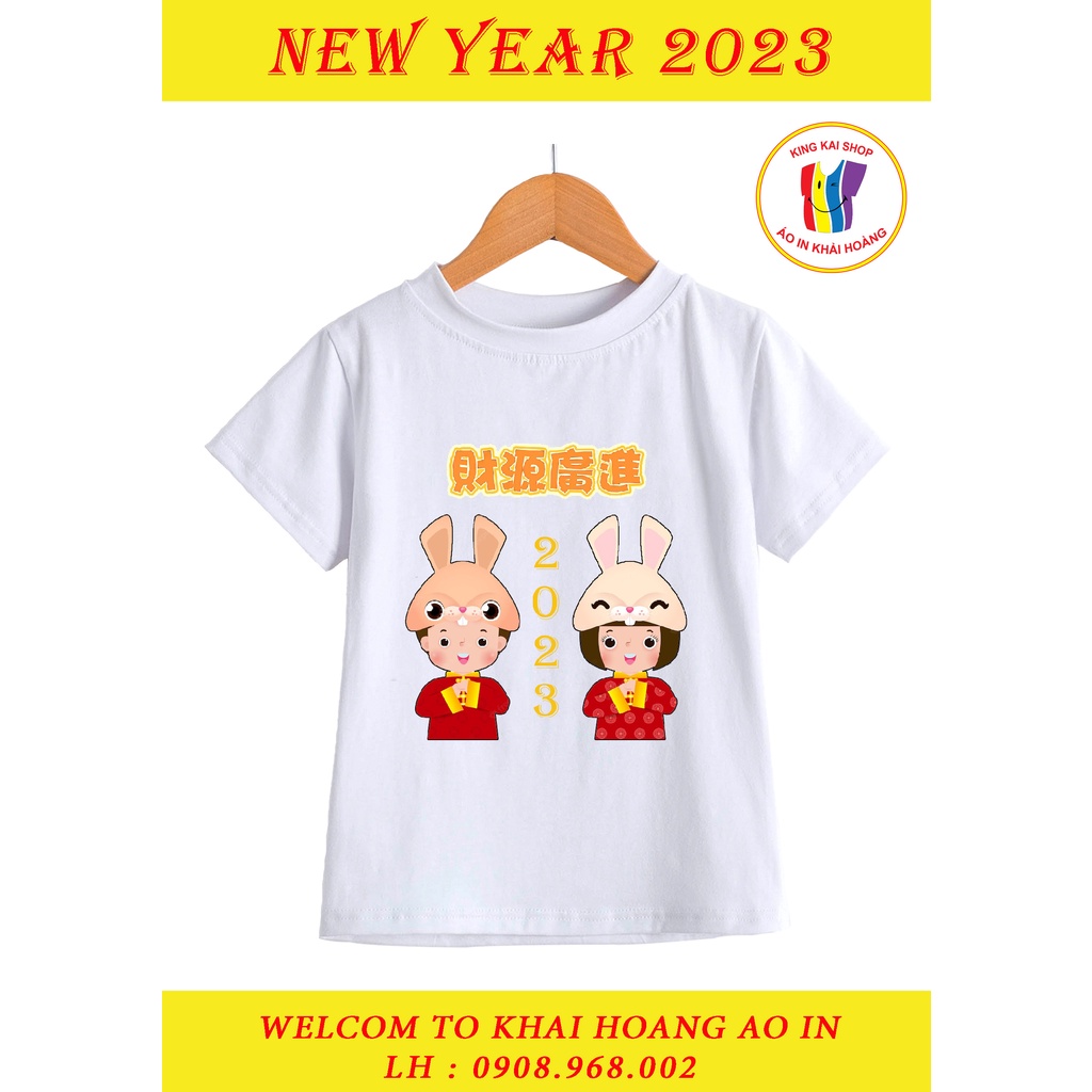 áo thun tết 2023 gia đình đủ size vải coton co giản 4 chiều thoải mái