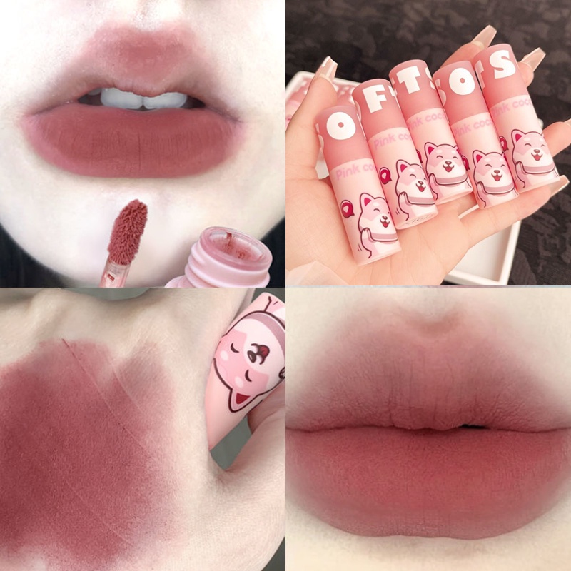 [Hàng Có Sẵn] Son Kem Màu Hồng Mềm Mịn Như Nhung Chống Thấm Nước Hình Gấu Pink Coco