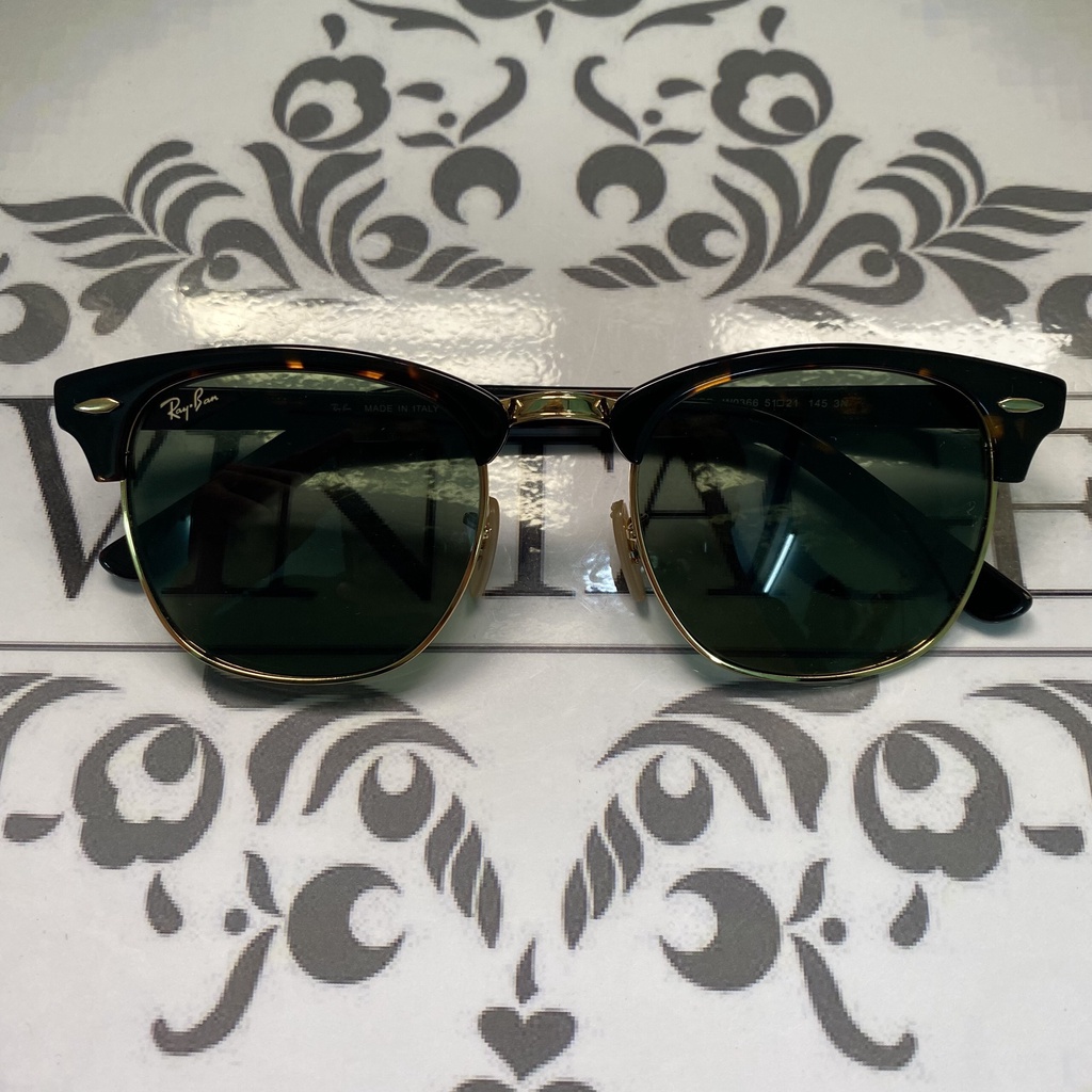 Kính Rayban Clubmaster của Ý, 2nd, xanh đen, gọng đồi mồi, mát mắt, chống chói, uv cực tốt.