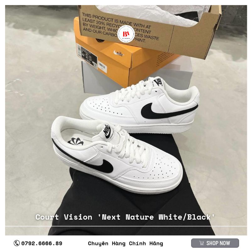CHÍNH HÃNG Giày Court Vision Low Trắng