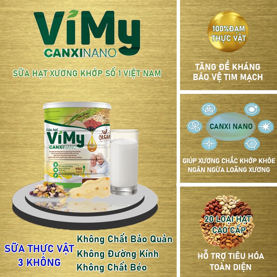 Sữa hạt xương khớp Vimy Canxi Nano 900g, Sữa canxi cho người lớn, Sữa canxi cho người già, Sữa hạt bổ sung dinh dưỡng
