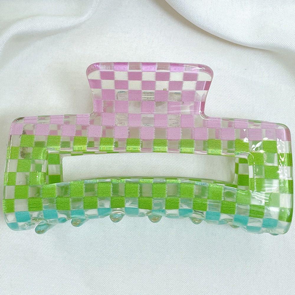 Kẹp Tóc Càng Cua Họa Tiết Hình Học / Kẻ Ô Khoét Rỗng Đơn Giản Thời Trang 2Lip