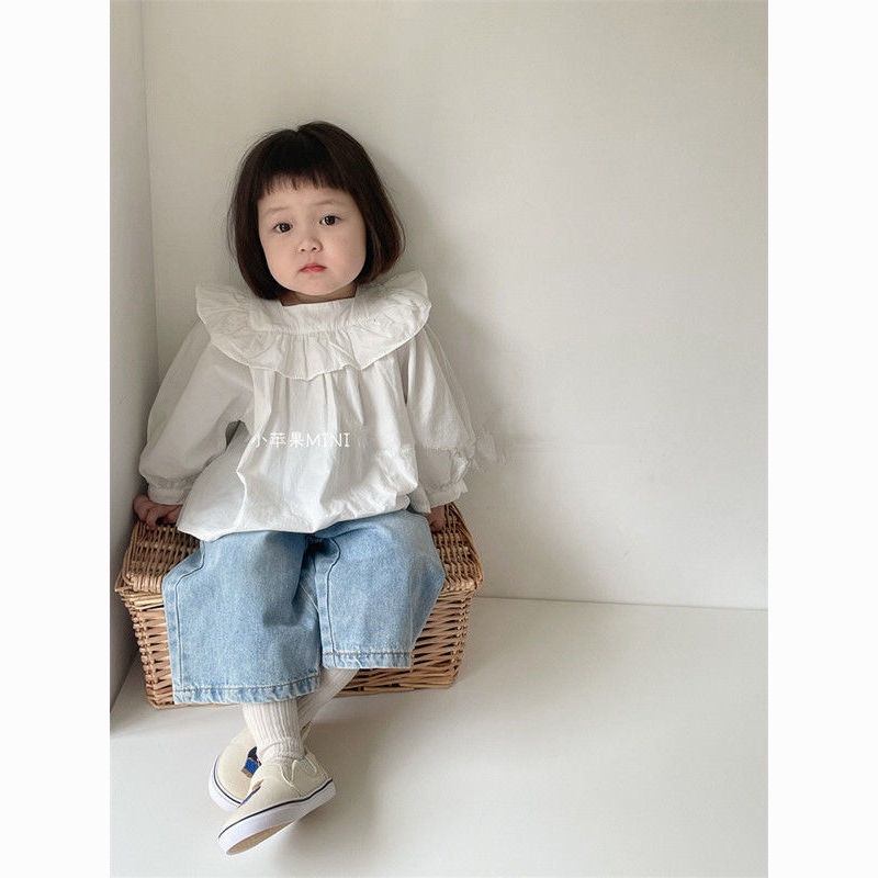 Áo Sơ Mi Tay Dài Phong Cách Hàn Quốc Nhật Bản / Hàn Quốc Thời Trang Xuân Thu Xinh Xắn Cho Bé Gái