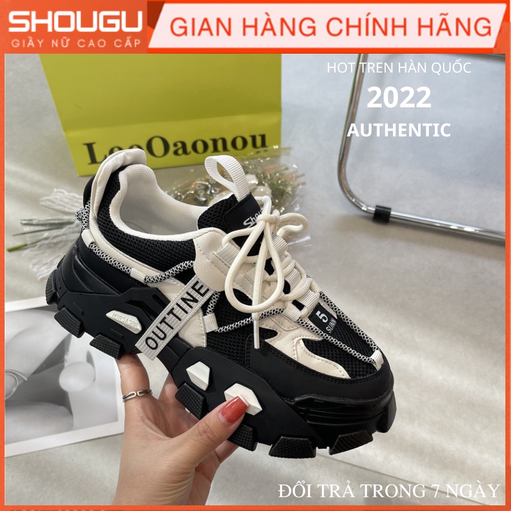 Giầy thể thao đế độn nữ (CHÍNH HÃNG SHOUGU ) MẪU MỚI 2022 bản x20158 màu đen phù hợp hàng ngày
