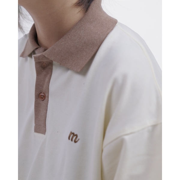 Áo polo form rộng unisex- Polo Latte Cream