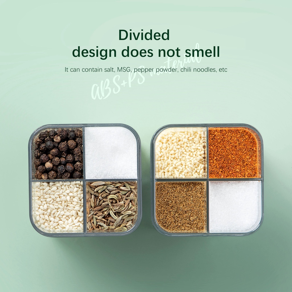 Hộp đựng đồ khô JUJIAJIA chia 4 ngăn trong suốt tiện lợi dành cho nhà bếp