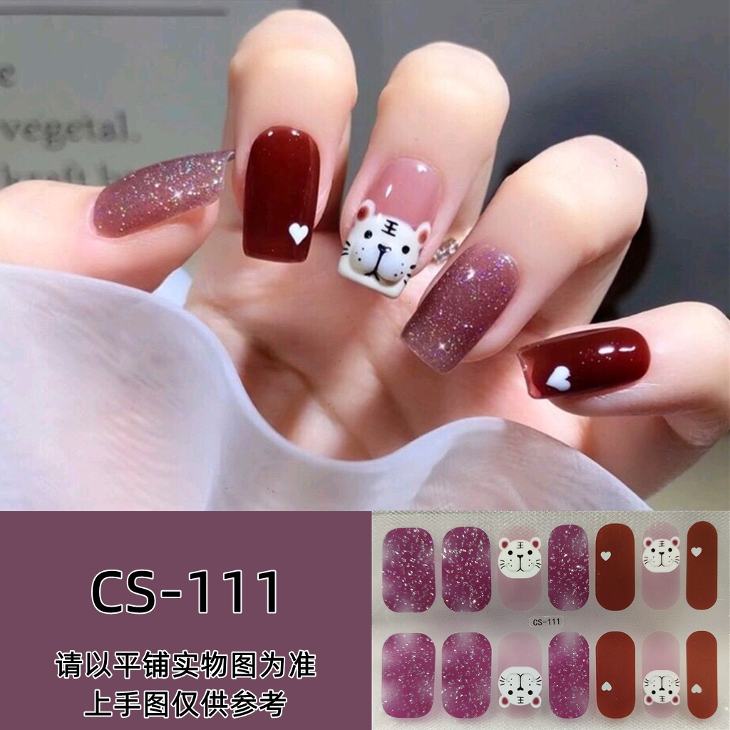 Bộ 14 Miếng Dán Móng Tay Không Độc Hại Chống Thấm Nước Họa Tiết Hoạt Hình Dễ Thương