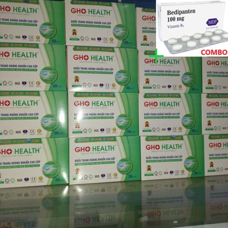 Combo Bedipanten 100mg +  Khẩu trang y tế 4 lớp cao cấp màu xanh GHO Health  ( hộp 50 cái)