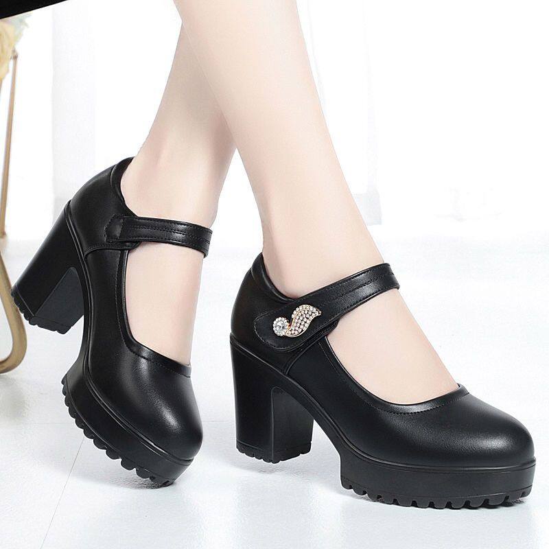 Giày Cao Gót Da Mũi Vuông Chống Thấm Nước Thời Trang Cao Cấp Dành Cho Nữ
